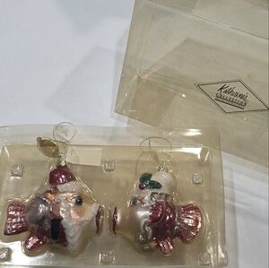 Katherine’s Collection "Kissing Fish" Mr. & Mrs Santa Claus Ornament Set Retired